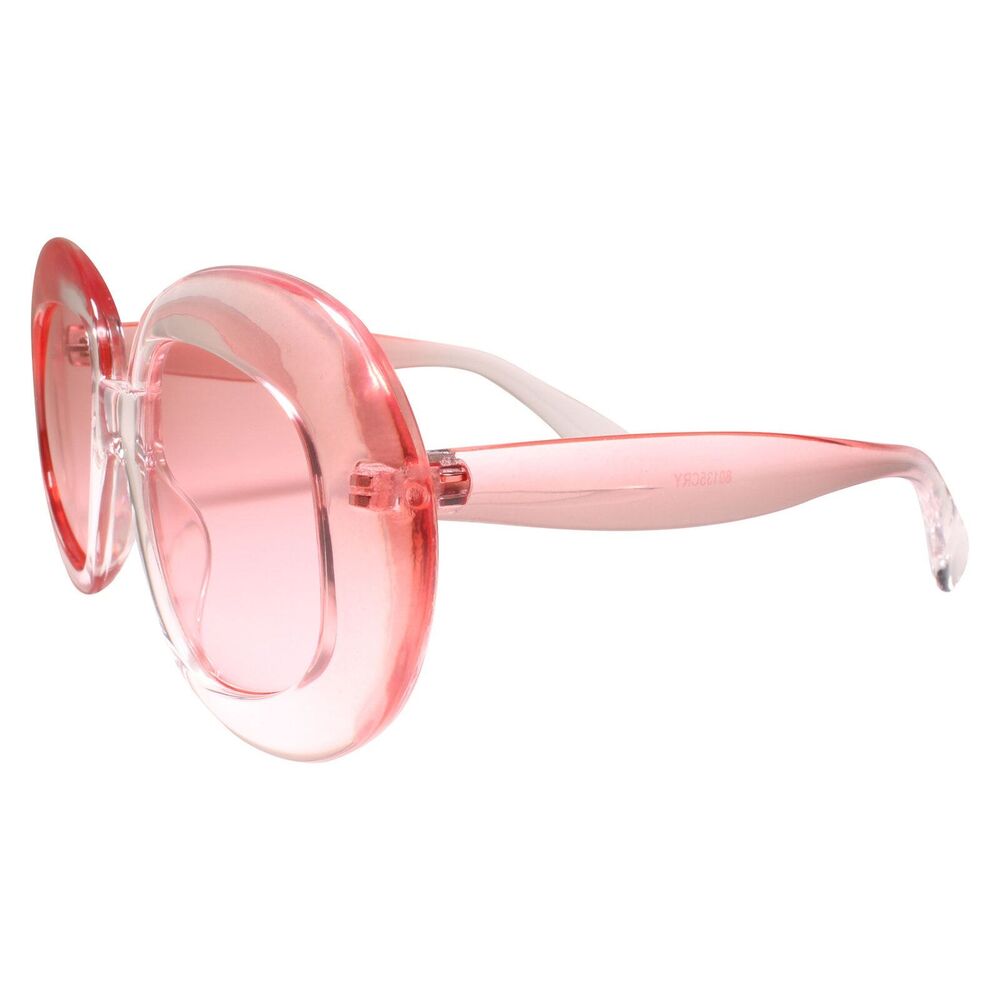 Stunning Exaggerated Oversized Bold Frame Pink Womens Sunglasses - Picture 3 of 3